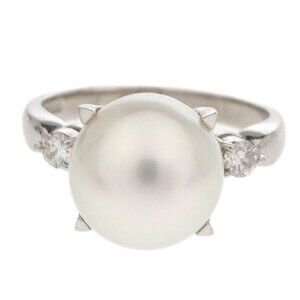 Tasaki Ring Pt900 Pearl Diamond Silver #52 186799